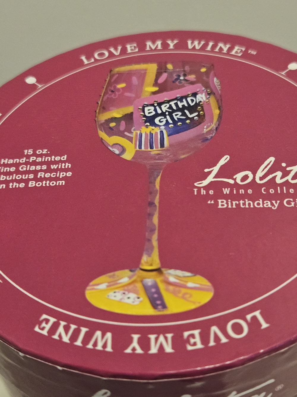 Hand-Painted 'Birthday Girl' Wine Glass - Pink & Yellow
